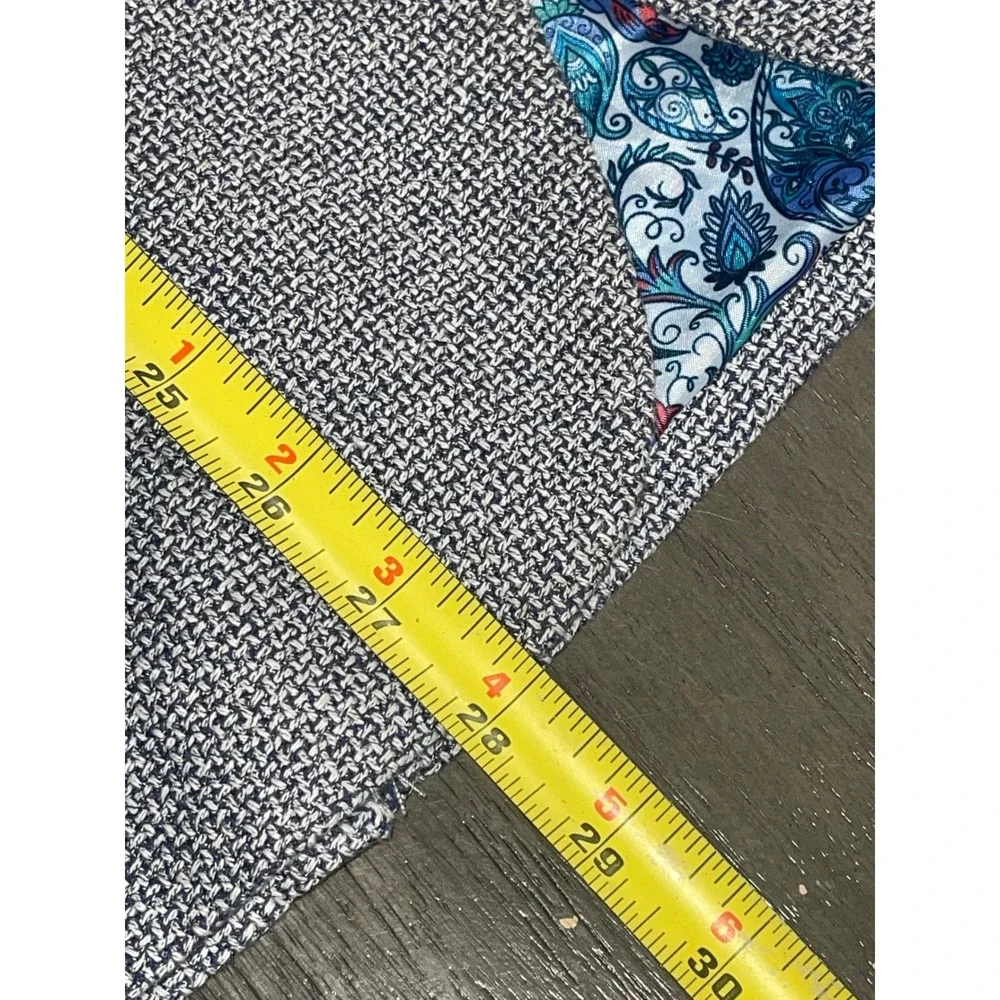 Tailorbyrd Mens 42S Blue Cotton Linen Blend Paisley Lined Sport Coat Blazer
